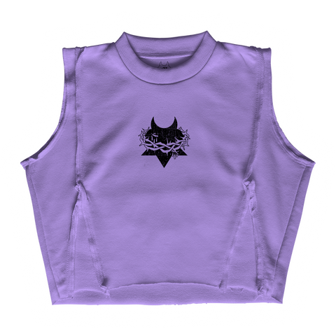 DISTRESSED DYSTOPIA TOP [PURPLE FLOWER COLOR]