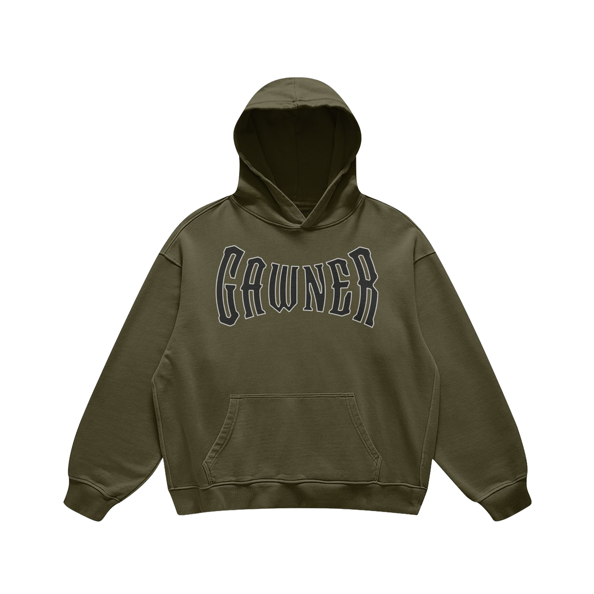 Olive Green Hoodie Gawner Arch Logo